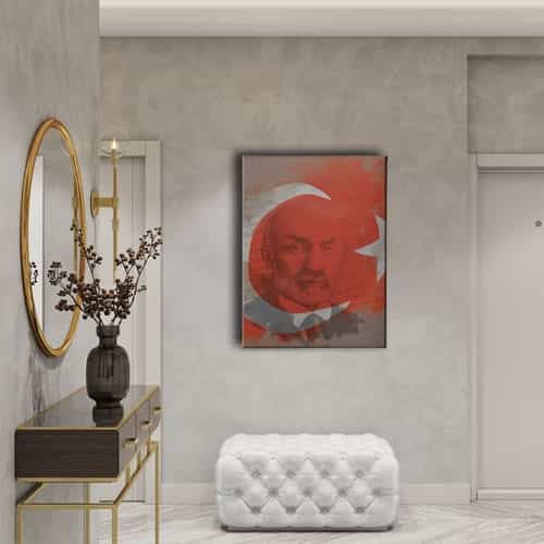 Türk Bayrağı - M. Akif Ersoy Kanvas Tablo