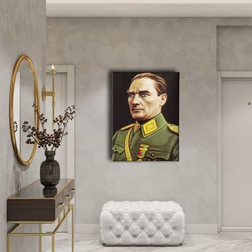 Asker Kıyafetli Atatürk Portresi Kanvas Tablo