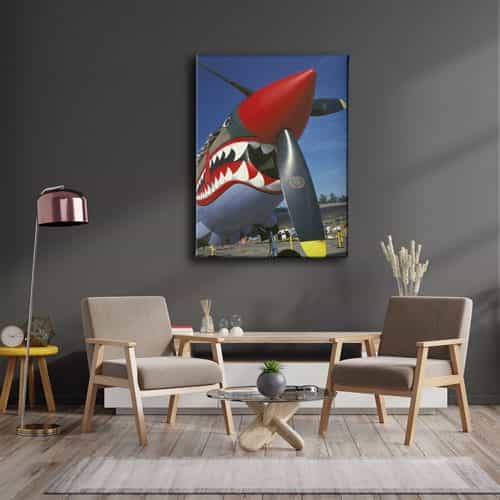 Köpekbalıklı Helikopter Canvas Tablo