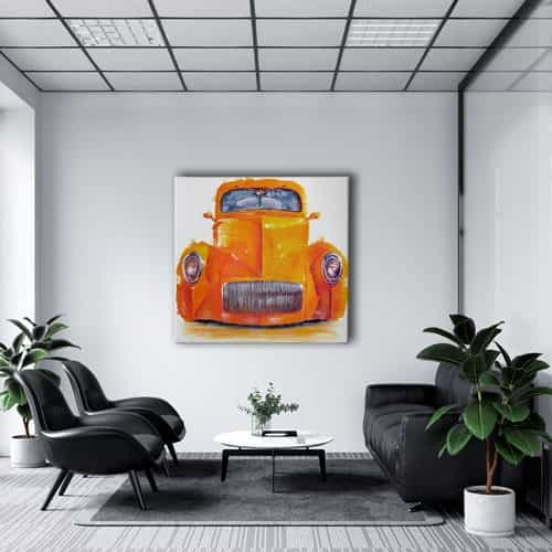 Yağlı Boya Turuncu Araba Canvas Tablo