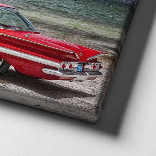 Klasik Kırmızı Araba Canvas Tablo