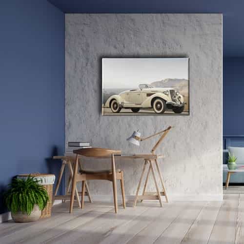Klasik Beyaz Araba  Canvas Tablo