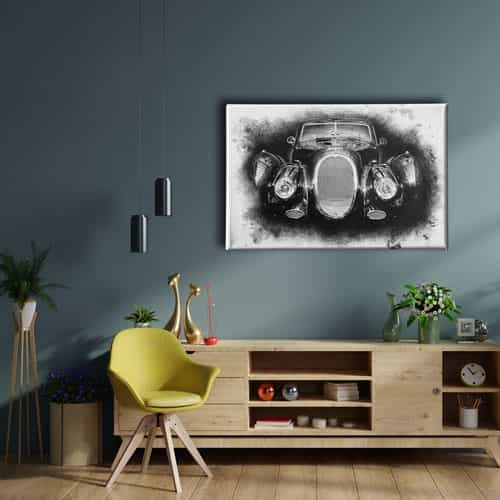 Klasik Siyah Araba Canvas Tablo