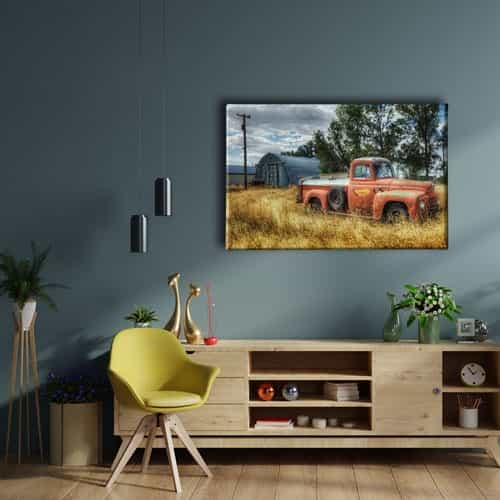 Klasik Kırmızı Chevrolet Kamyonet Canvas Tablo
