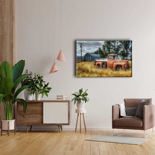 Klasik Kırmızı Chevrolet Kamyonet Canvas Tablo