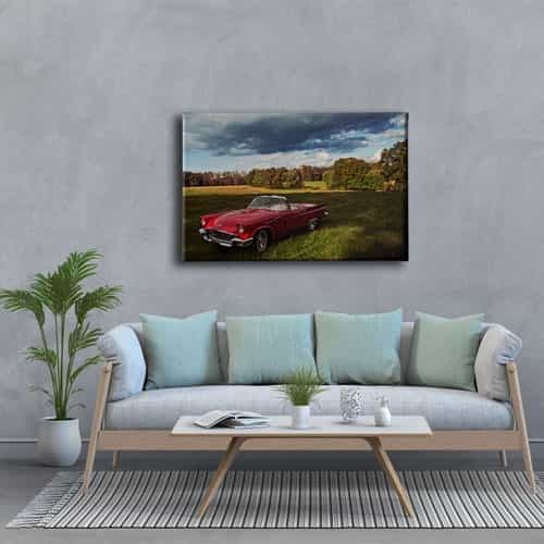Klasik Kırmızı Araba Canvas Tablo