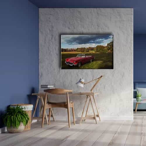 Klasik Kırmızı Araba Canvas Tablo