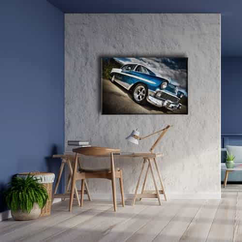 Klasik Mavi Araba Canvas Tablo