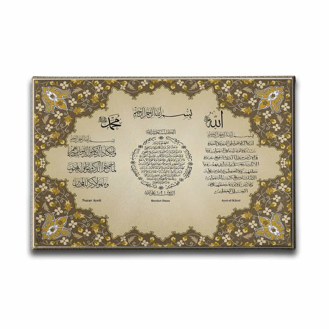Ayet-el Kürsi-Bereket-Nazar Ayeti  Ayetli Kanvas Tablo