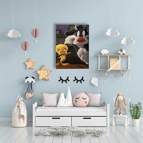 Tweety ve Kedi Çocuk Kanvas Tablo