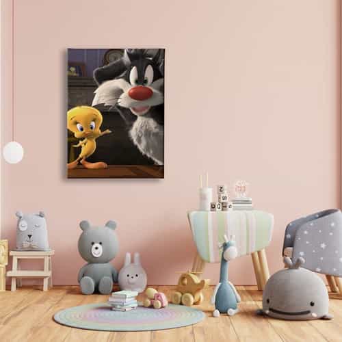 Tweety ve Kedi Çocuk Kanvas Tablo