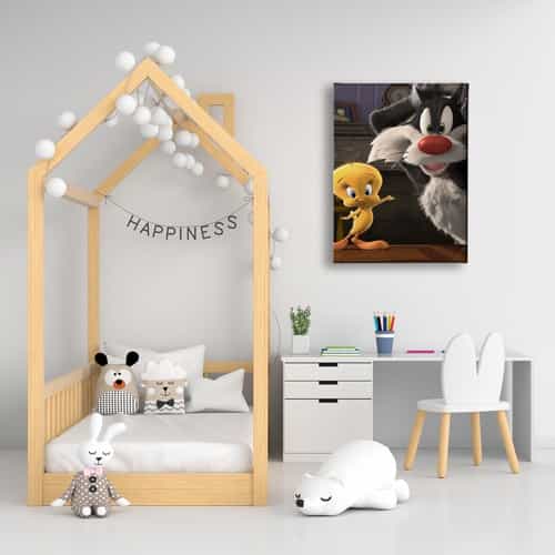 Tweety ve Kedi Çocuk Kanvas Tablo