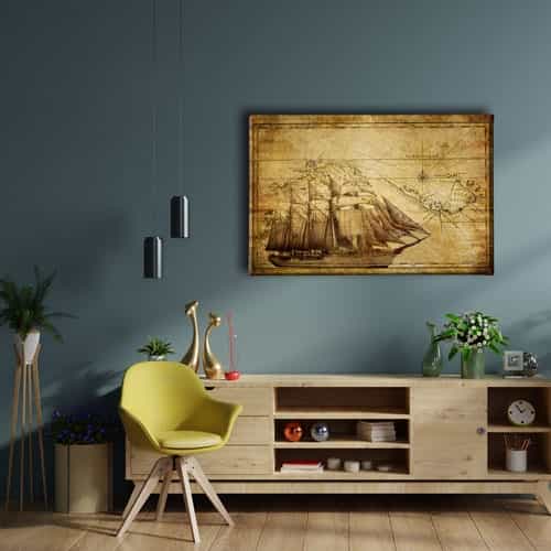 Eski Dünya Haritası Canvas Tablo
