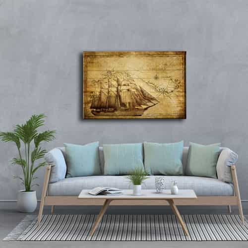 Eski Dünya Haritası Canvas Tablo