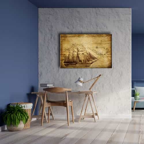Eski Dünya Haritası Canvas Tablo