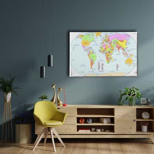Dünya Siyasi Haritası Canvas Tablo
