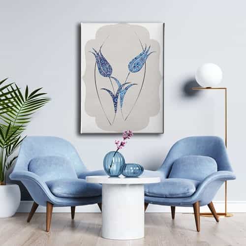 Motifli Laleli Canvas Tablo
